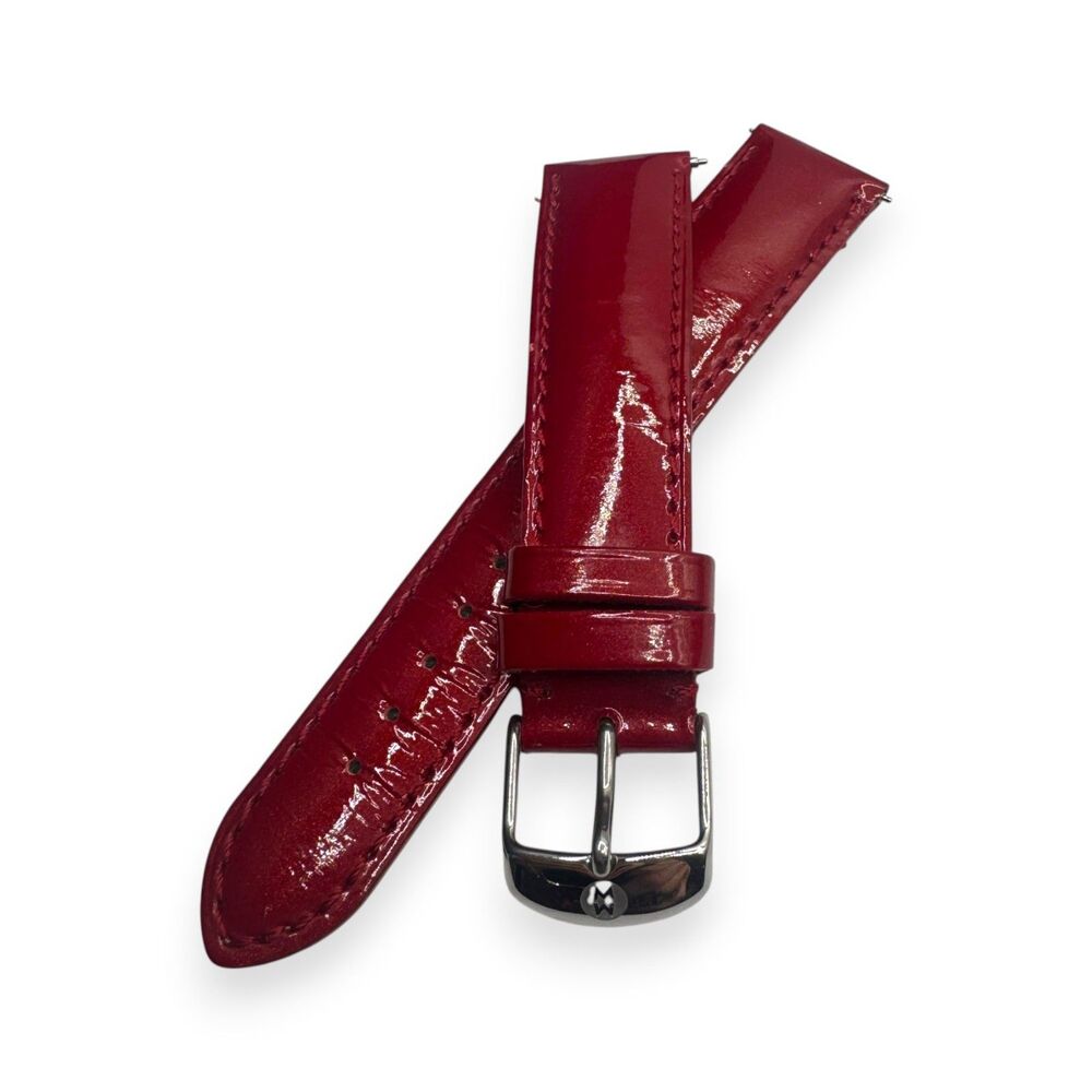 Michele 18mm Deep Red Patent Leather Watch Strap